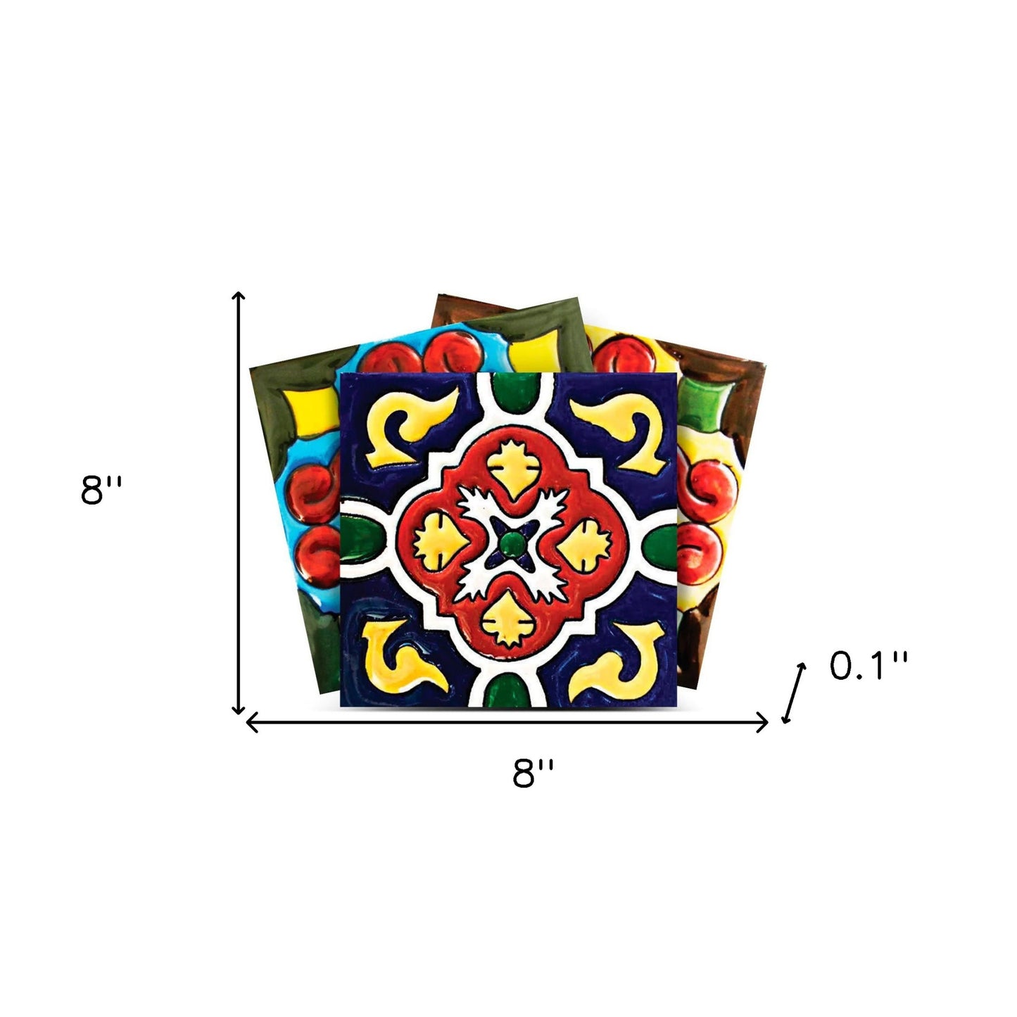 8" X 8" Festival Brights Mosaic Peel And Stick Removable Tiles