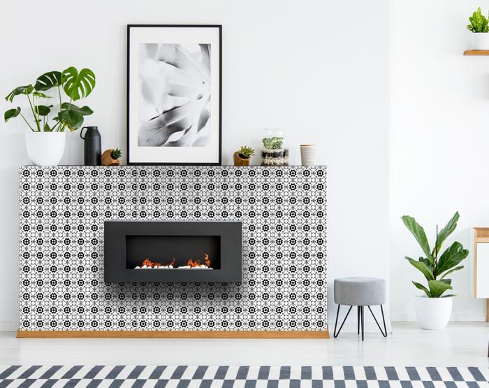 6" X 6" Black and White Gerber Peel and Stick Removable Tiles