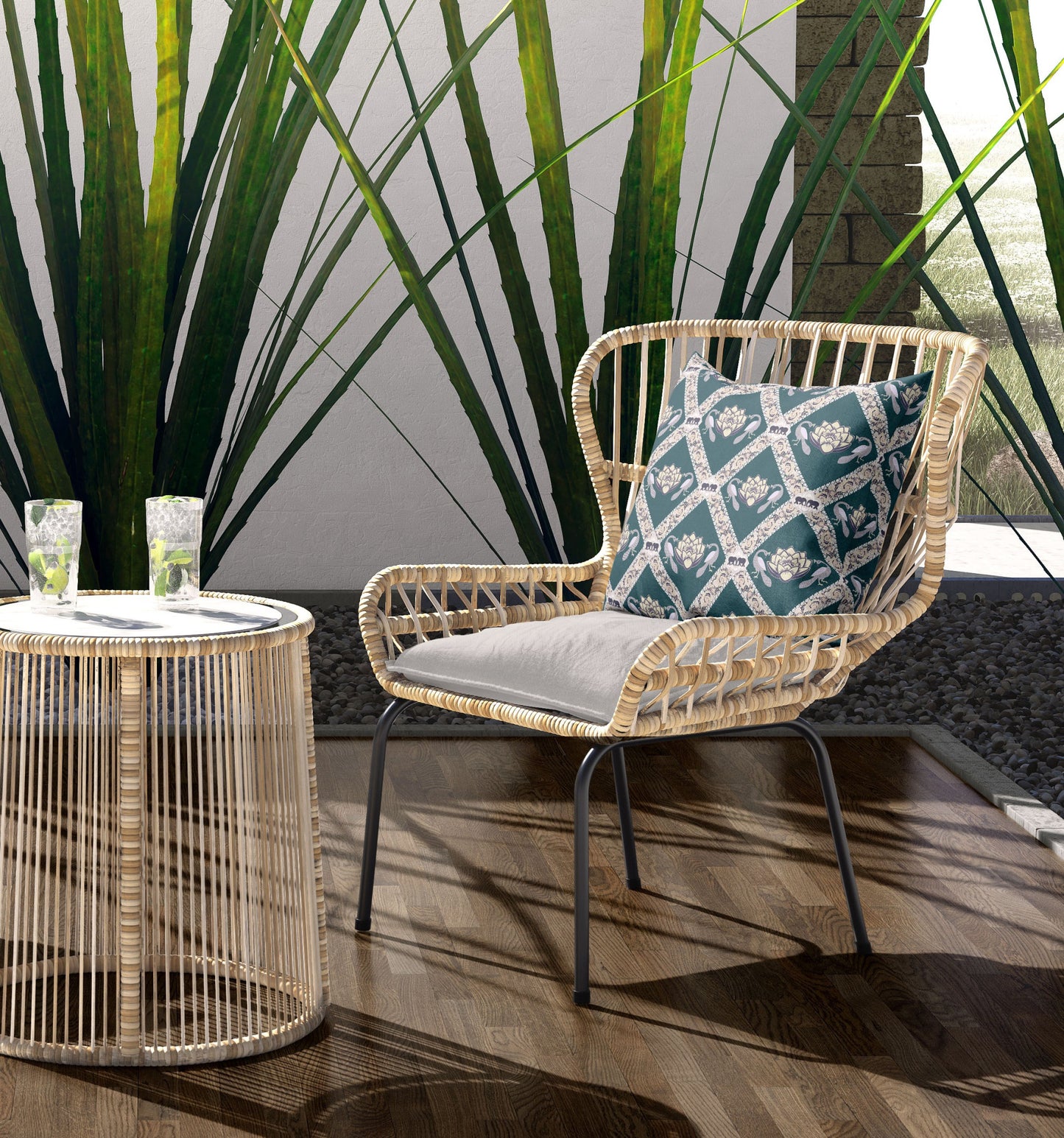 16" X 16" Dark Blue And Gray Zippered Geometric Indoor Outdoor Throw Pillow