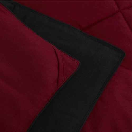 King/Cal King Traditional Microfiber Reversible 3 Piece Comforter Set in Black/Maroon