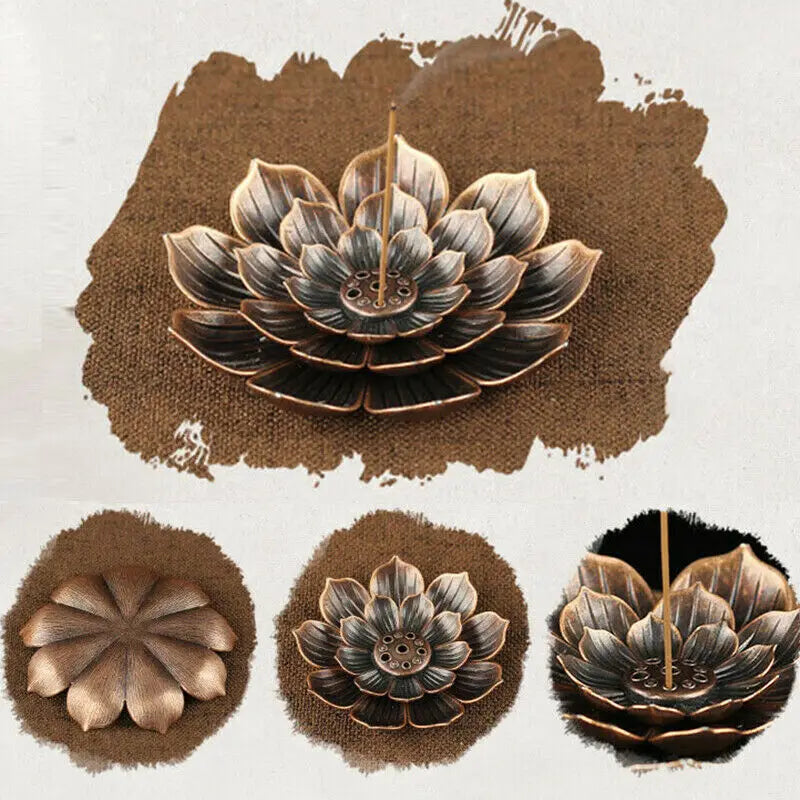 Incense Stick Holder Round Plate Buddhism Insense Ash Catcher Joss Cone Insence Alloy Incense Burner Stick Holder Plate