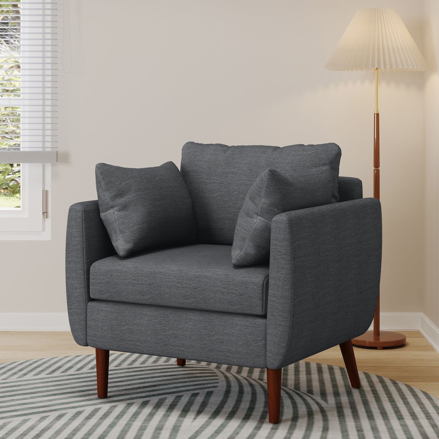 Luminate - Upholstered Fabric Club Chair With Tapered Legs And 2 Accent Pillows
