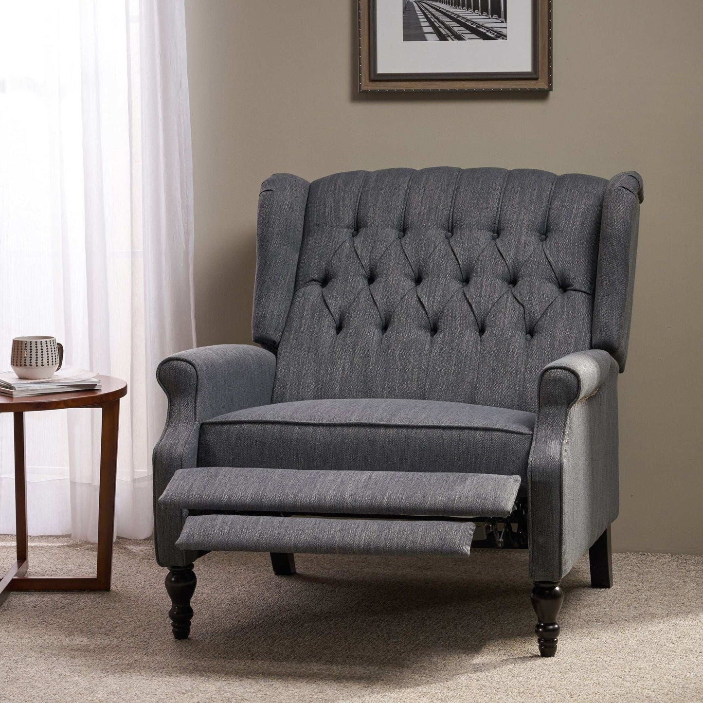 Dunham - Contemporary Fabric Tufted Oversized Pushback Recliner