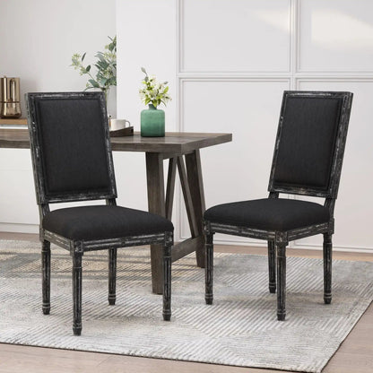French Country Style Dining Chair With Upholstered Seating And Fluted Legs