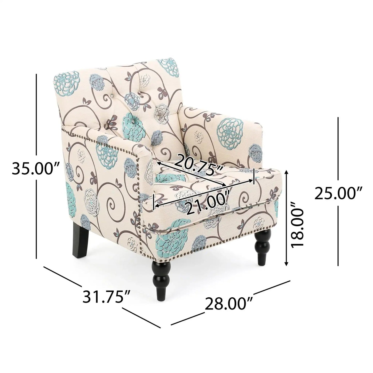 Vitality - Club Chair With Button Tufted Diamond Stitching And Turned Legs