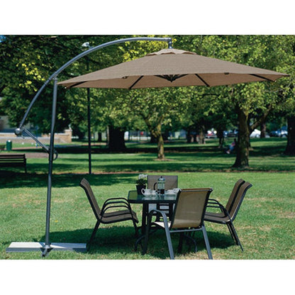 10 Foot Mocha Offset Patio Canopy Umbrella Rotates 360 Degrees