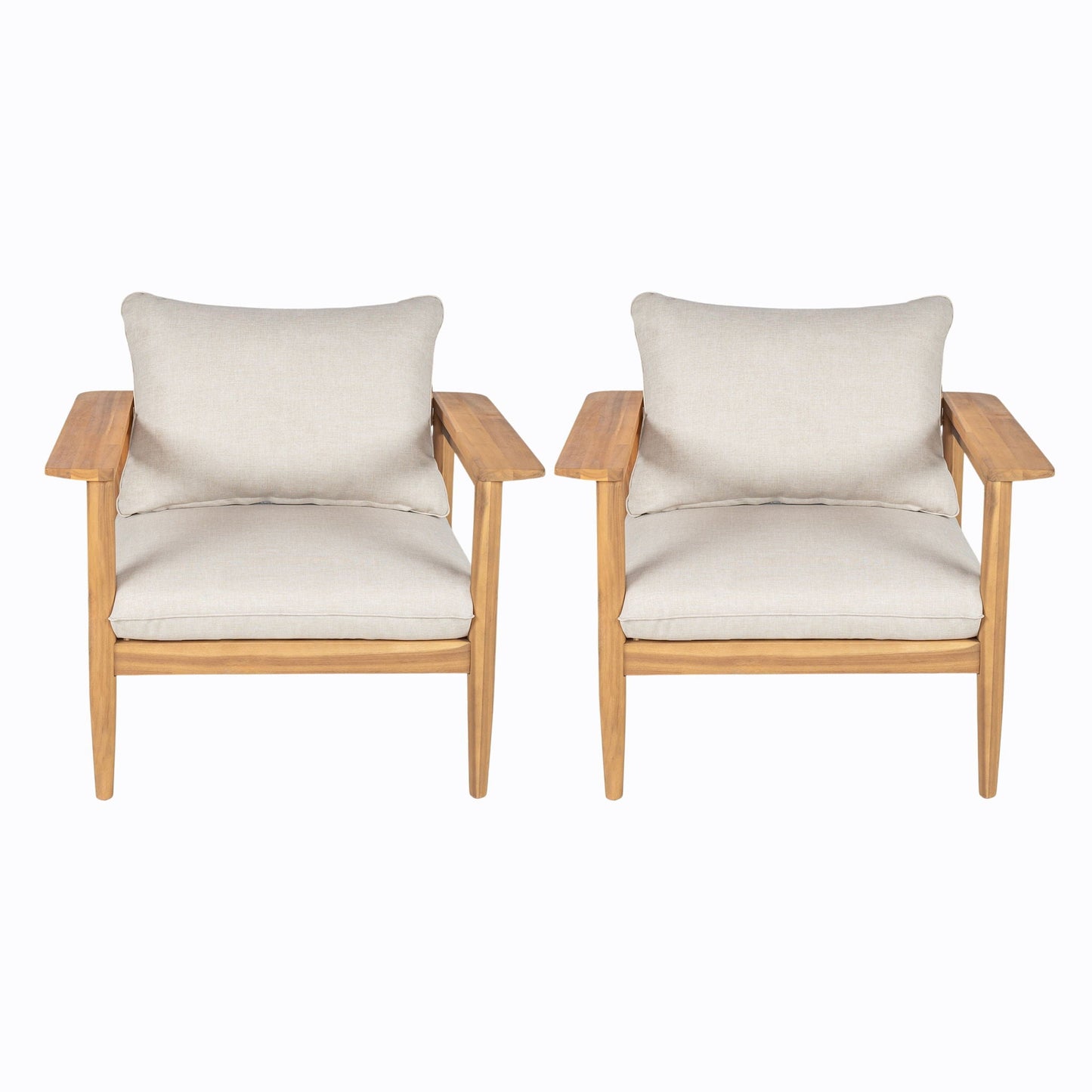 Terassi Outdoor Lounge Chair (Set of 2) with Cushions - Beige / Light Teak