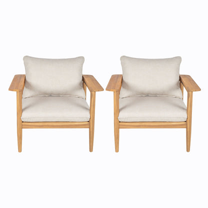 Terassi Outdoor Lounge Chair (Set of 2) with Cushions - Beige / Light Teak