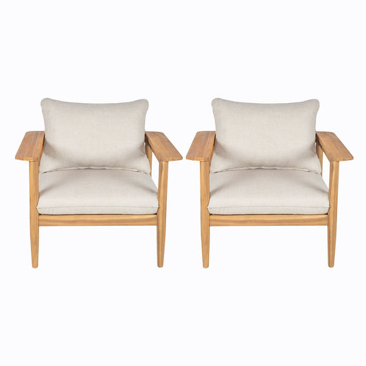 Terassi Outdoor Lounge Chair (Set of 2) with Cushions - Beige / Light Teak