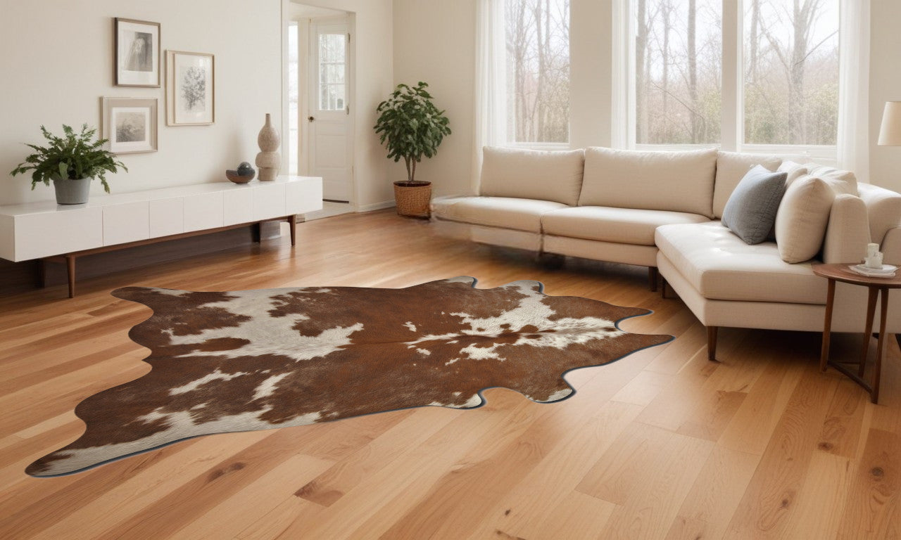 72" X 84" Tan And White Cowhide - Rug