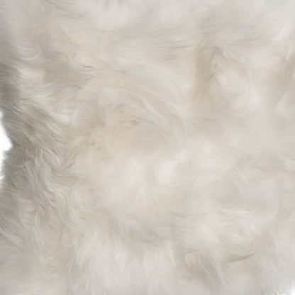 2' X 3' White Natural Wool Long-Haired Sheepskin Area Rug