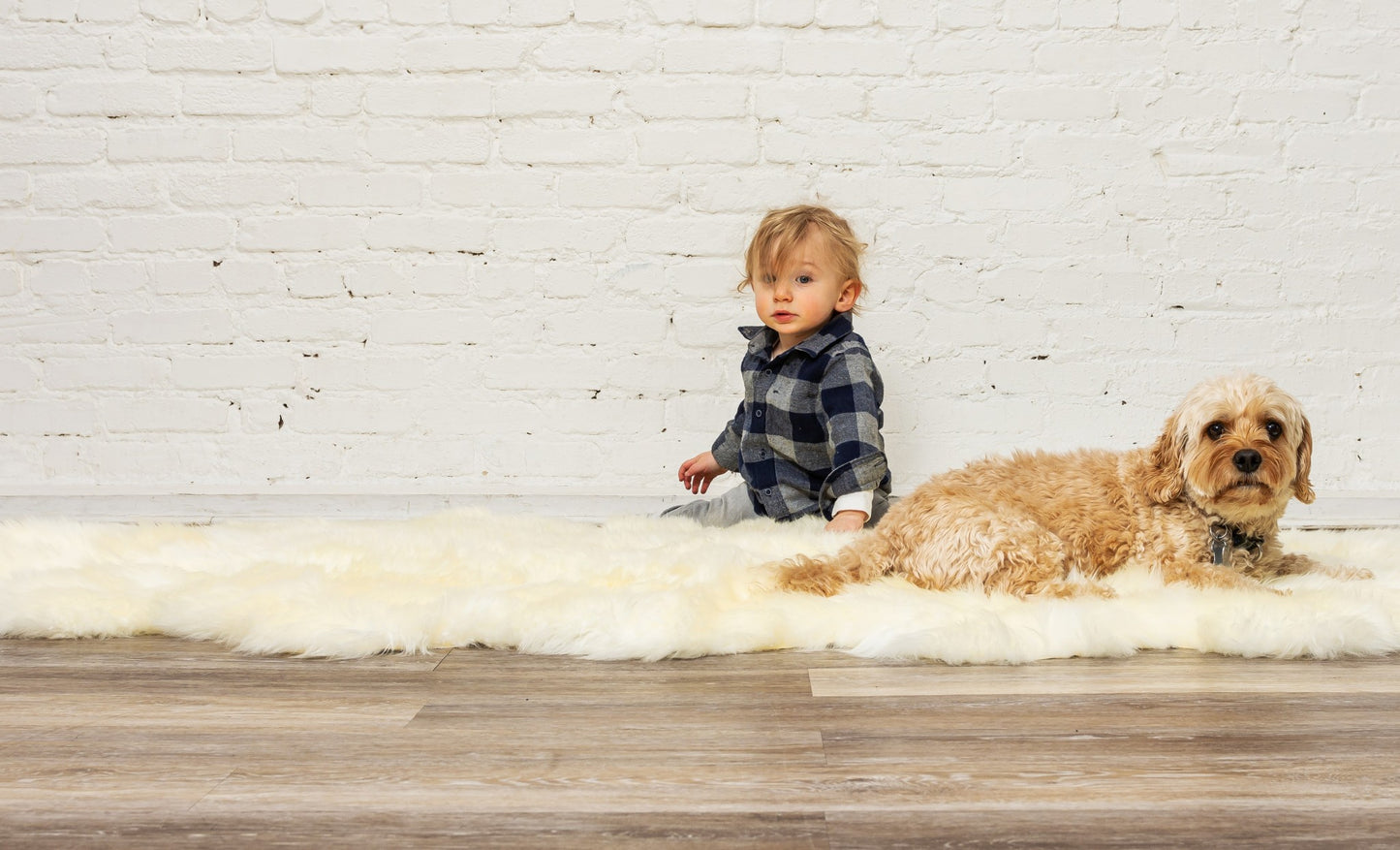 6' X 6' Natural Sheepskin Non Skid Area Rug