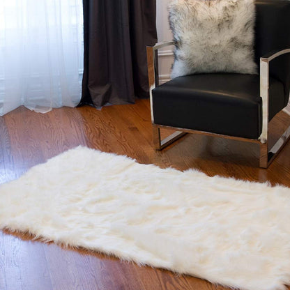 3' X 5' Tan Rectangular Faux Fur - Area Rug