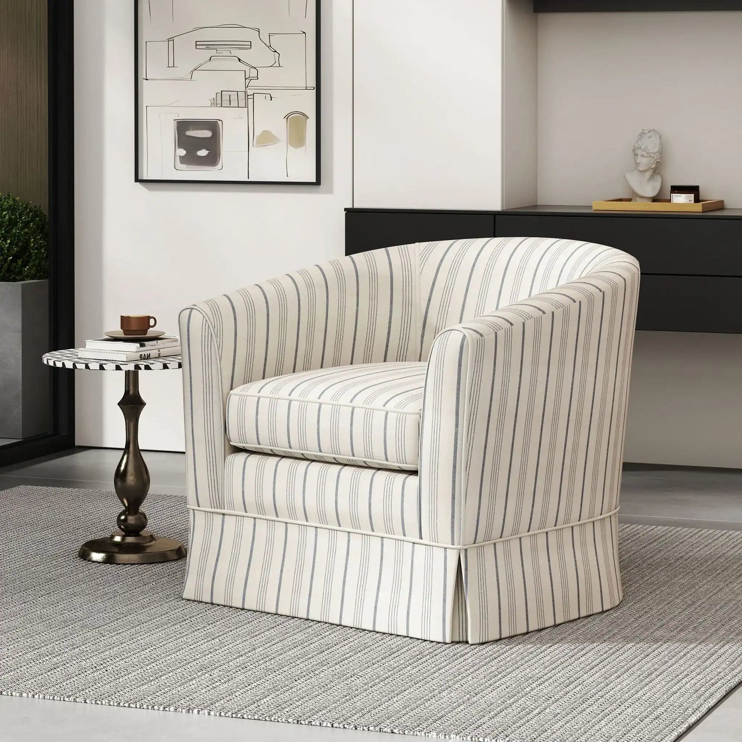 Zeniqua - Upholstered Swivel Chair With Loose Cover