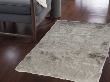 3' X 5' Tan Rectangular Faux Fur - Area Rug