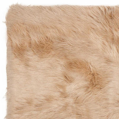 3' X 5' Tan Rectangular Faux Fur - Area Rug