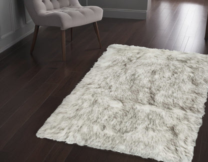 3' X 5' Gray Shag Sheepskin Area Rug