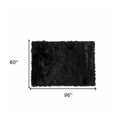 60" X 96" Black Sheepskin - Rug Or Throw