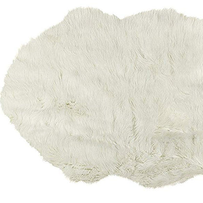 2' X 6' Off White Faux Sheepskin Machine Tufted Non Skid Area Rug