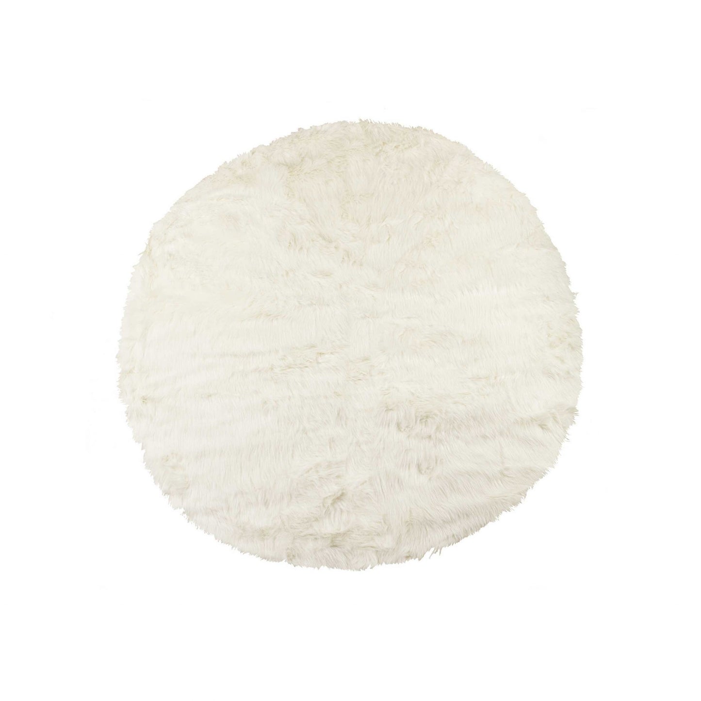 72" Off White Circular Faux Fur Area Rug