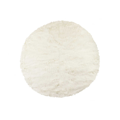 72" Off White Circular Faux Fur Area Rug