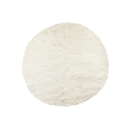 72" Off White Circular Faux Fur Area Rug