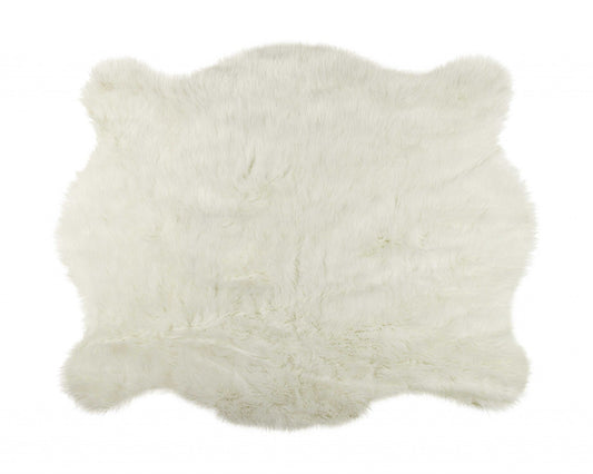 5' X 8' Polar Bear Off White Faux Hide Area Rug