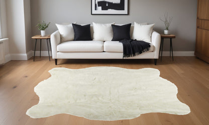 5' X 8' Polar Bear Off White Faux Hide Area Rug