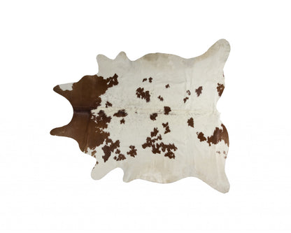 72" X 84" White And Black Cowhide  Rug