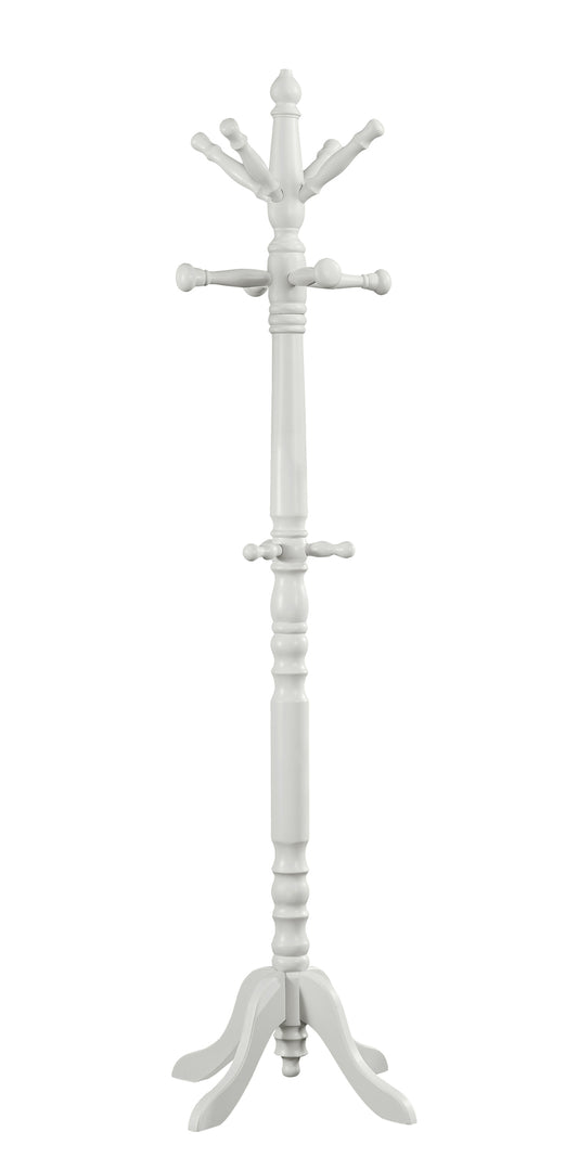 White Solid Wood Coat Rack With Triple Tiered Coat Stand