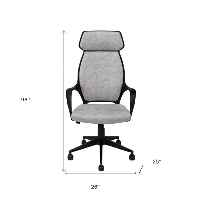 Black Microfiber Seat Swivel Adjustable Executive Chair Fabric Back Plastic Frame