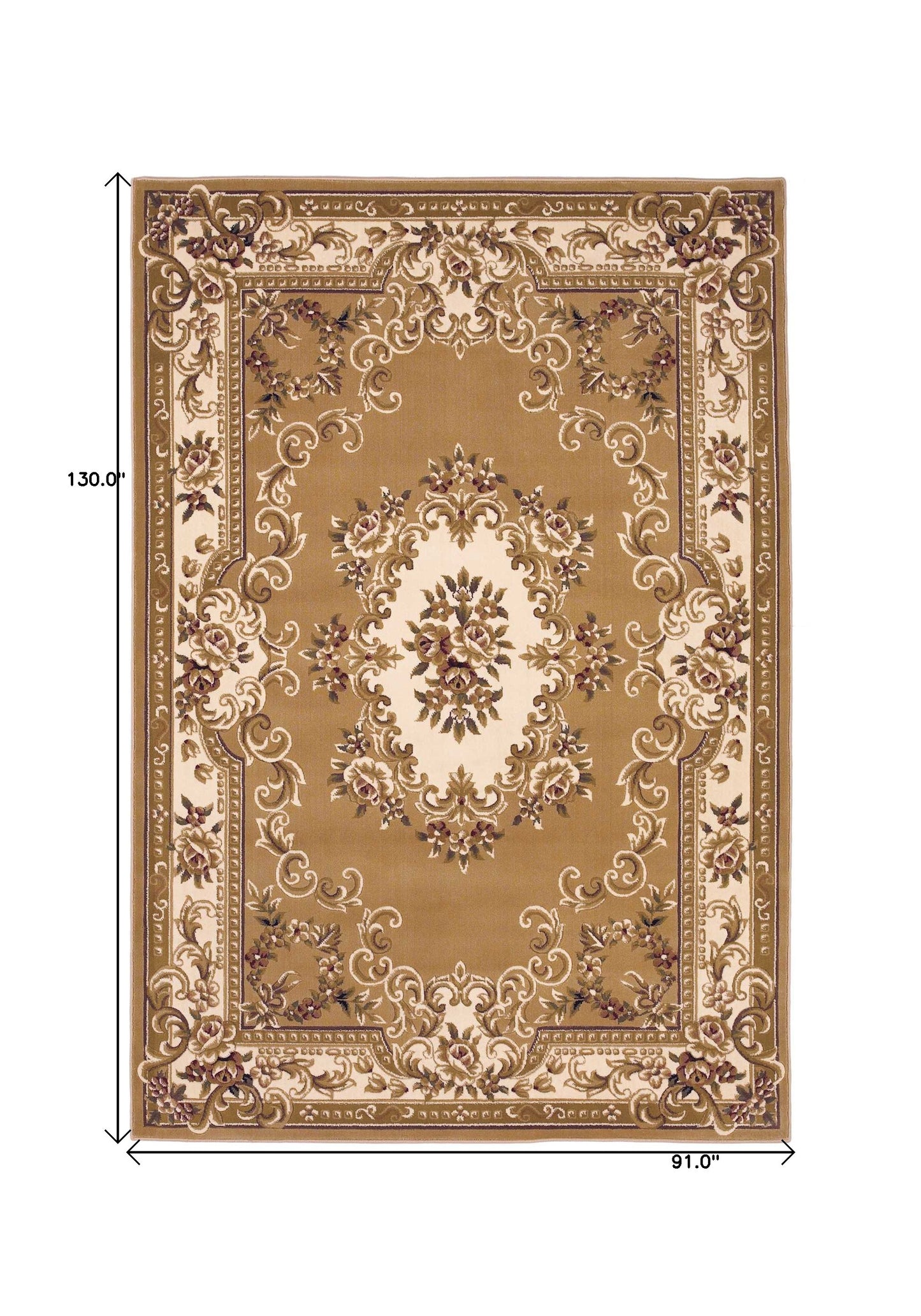 9' X 13' Beige and Ivory Area Rug