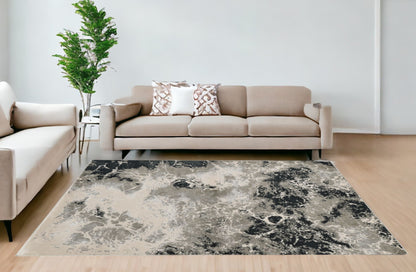 8' X 11' Silver Machine Woven Abstract Watercolor Indoor Area Rug