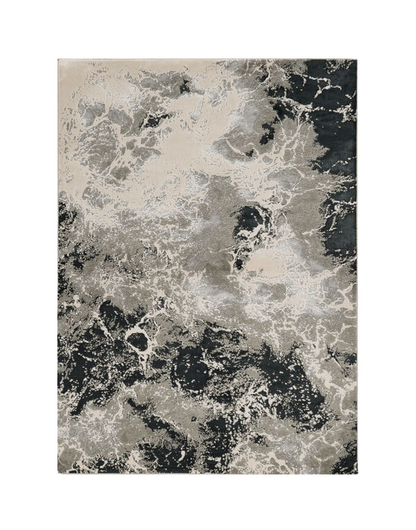 8' X 11' Silver Machine Woven Abstract Watercolor Indoor Area Rug