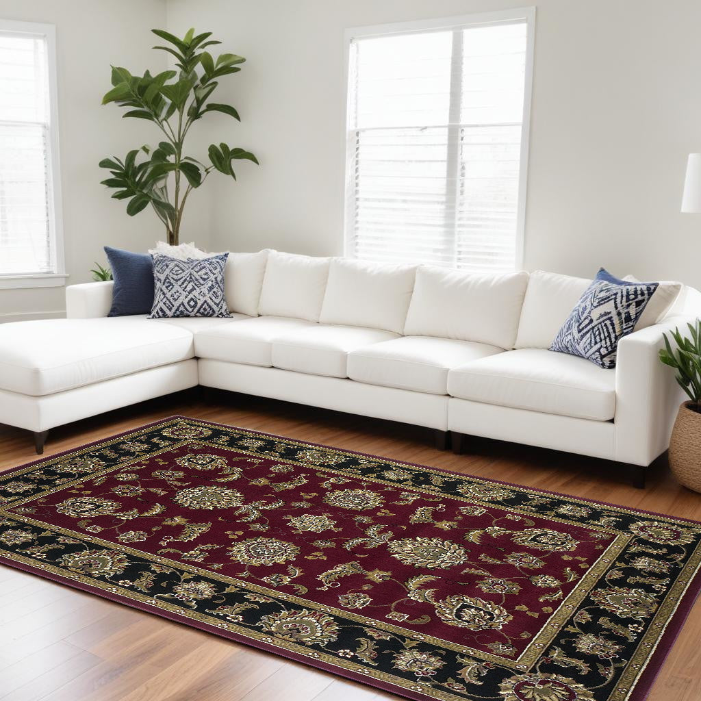 9' X 13' Red and Black Area Rug