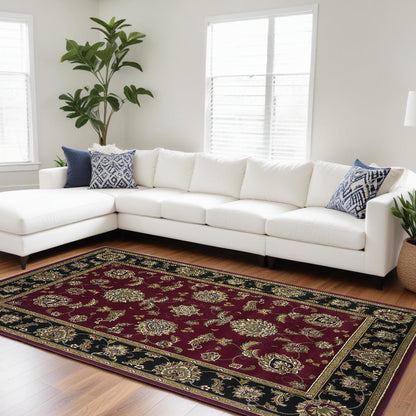 9' X 13' Red and Black Area Rug