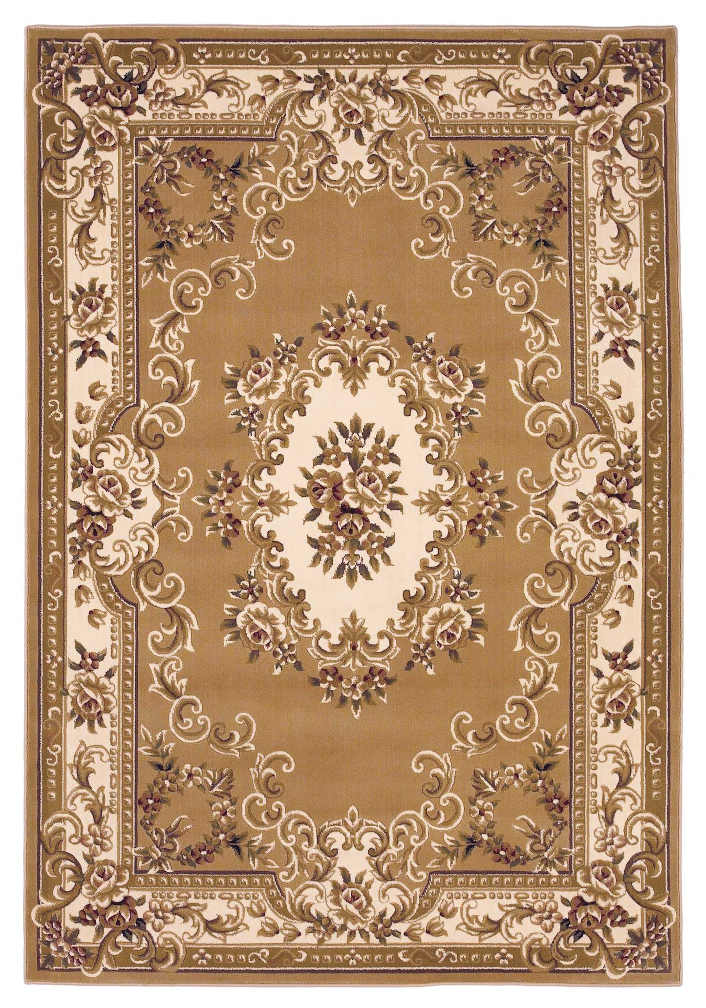 9' X 13' Beige and Ivory Area Rug