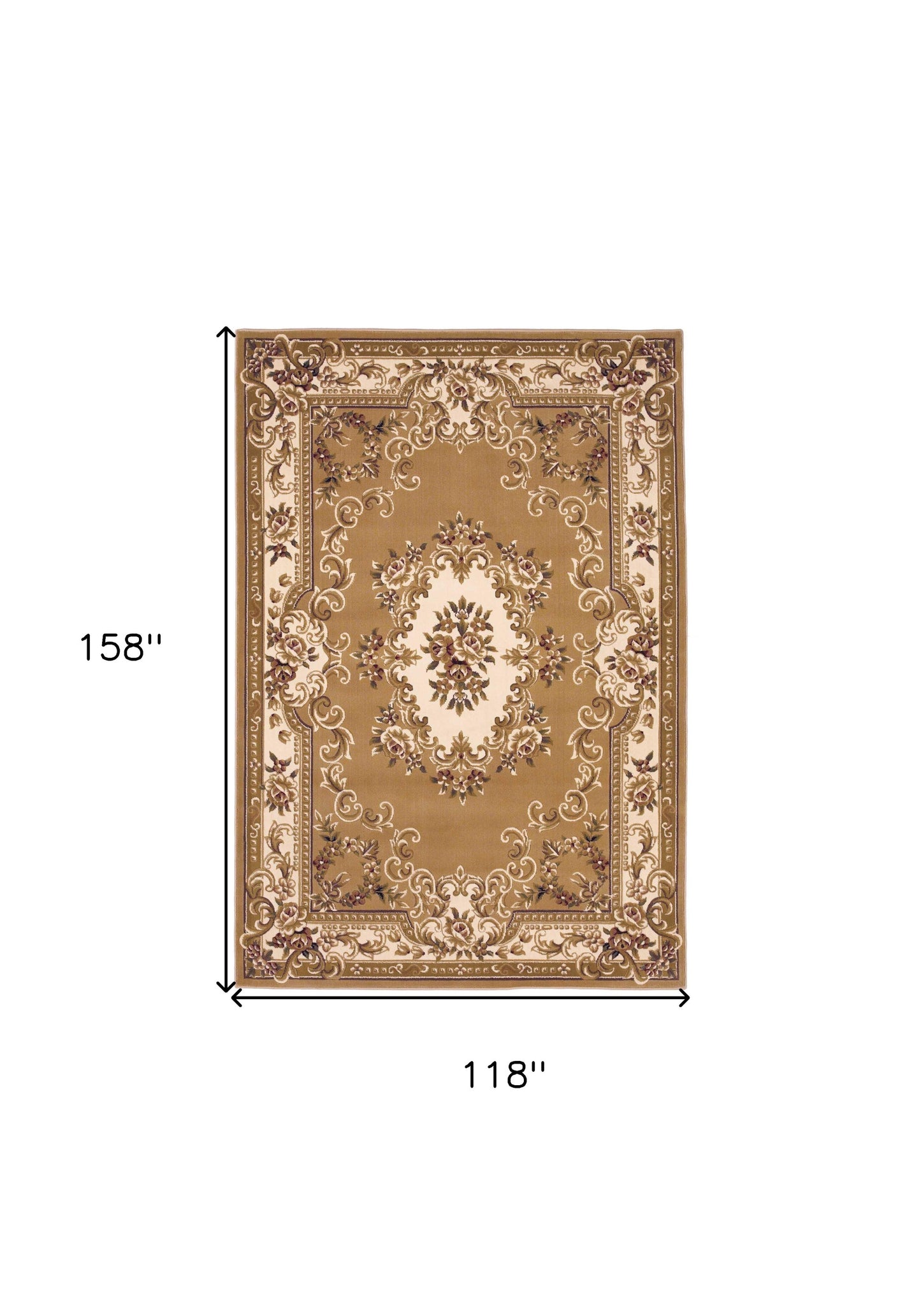 9' X 13' Beige and Ivory Area Rug