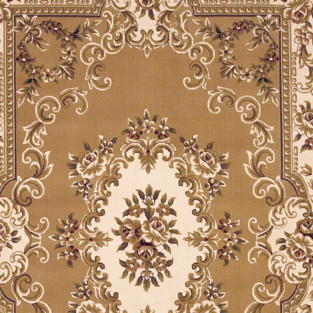 9' X 13' Beige and Ivory Area Rug