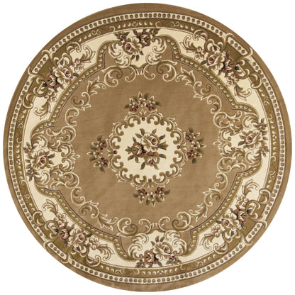 9' X 13' Beige and Ivory Area Rug