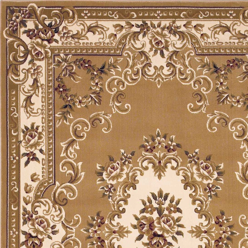 9' X 13' Beige and Ivory Area Rug