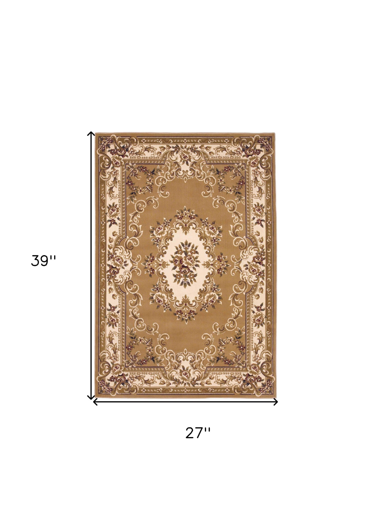 9' X 13' Beige and Ivory Area Rug