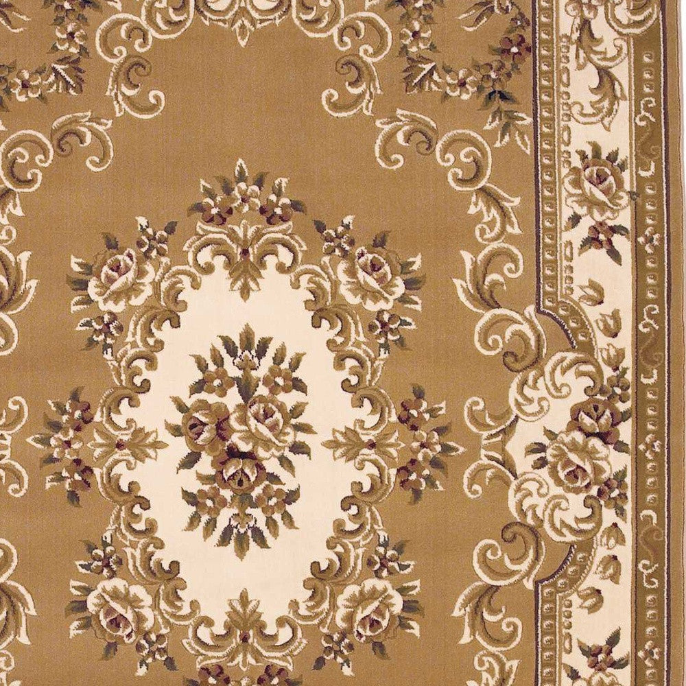 9' X 13' Beige and Ivory Area Rug