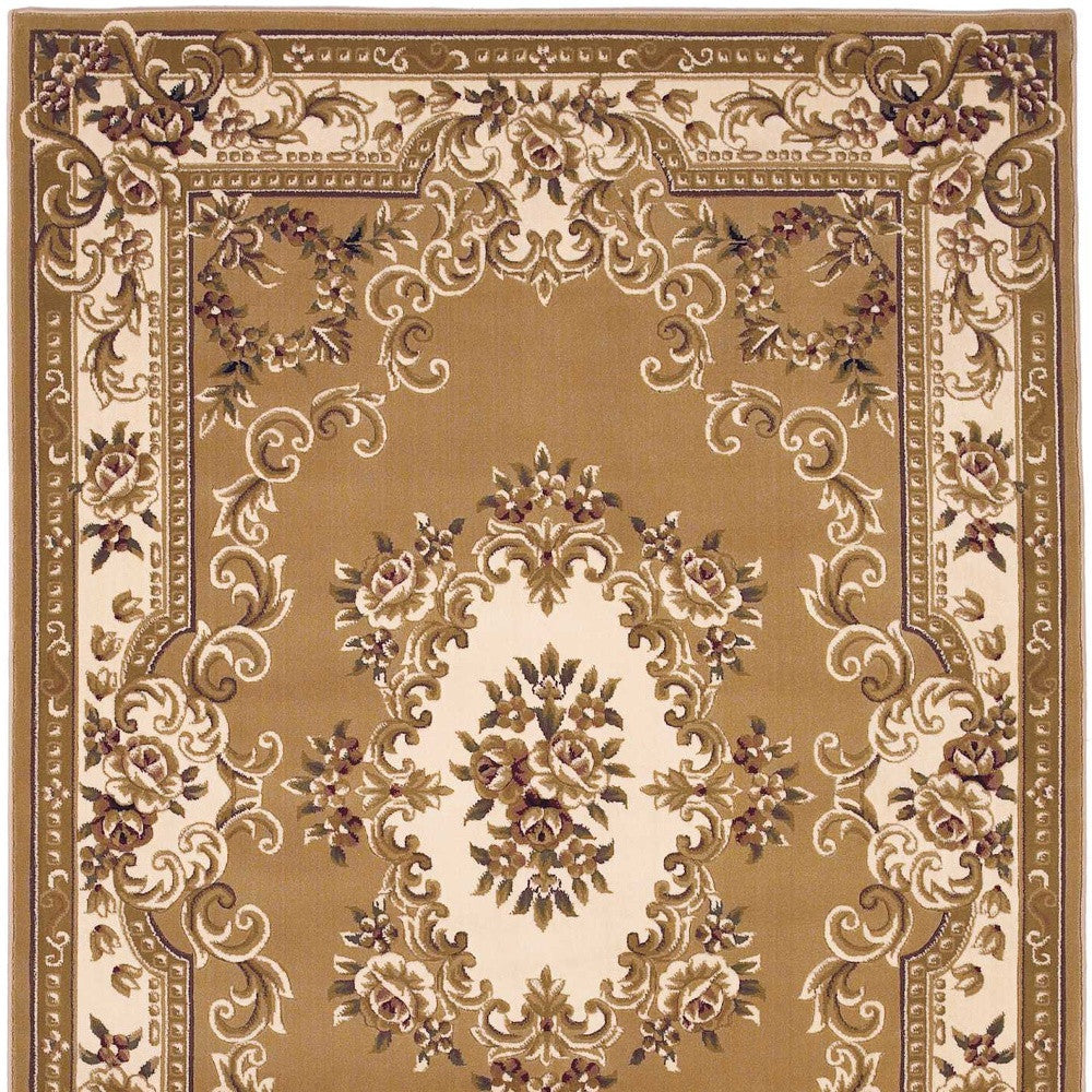 9' X 13' Beige and Ivory Area Rug