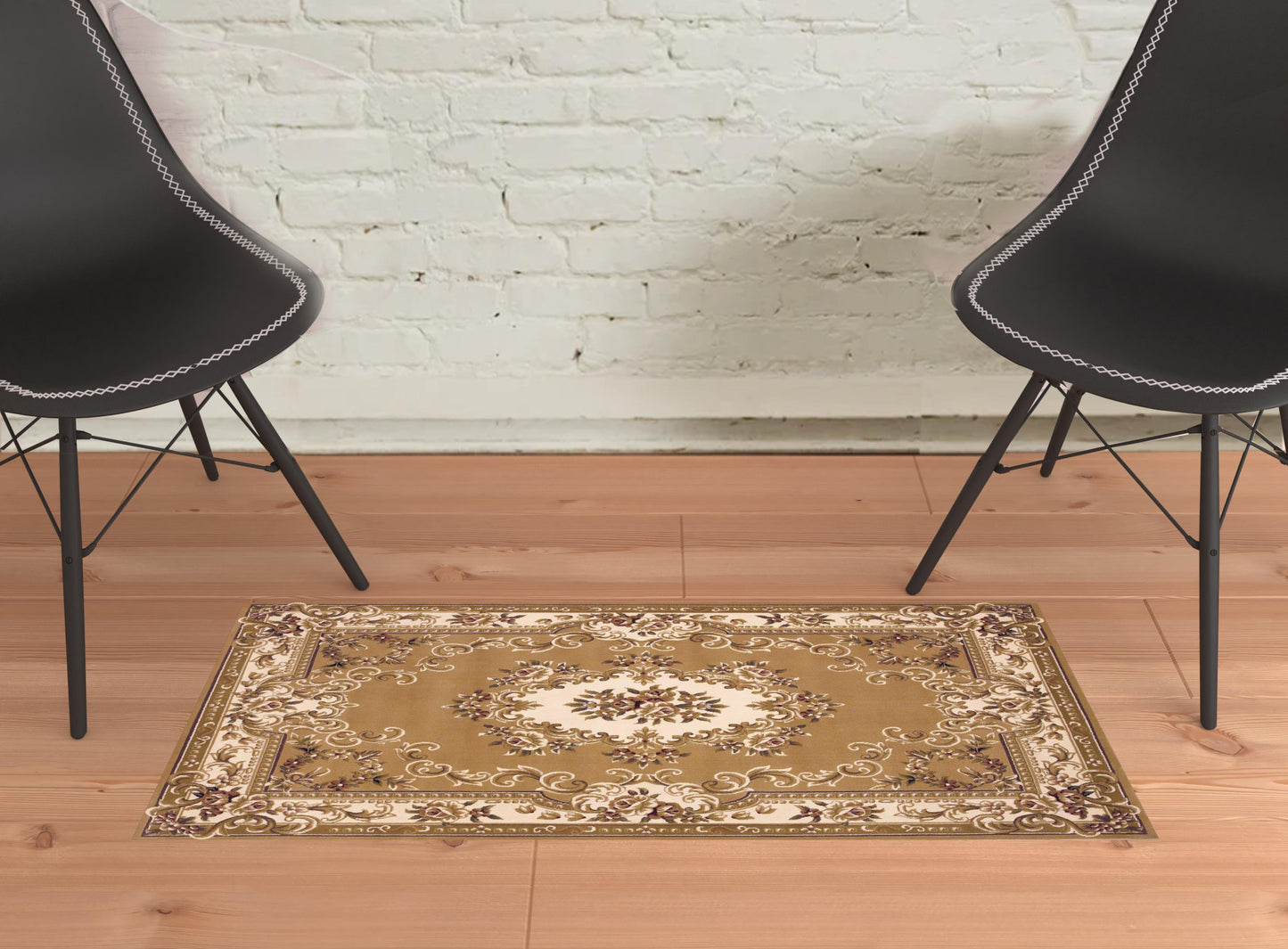 9' X 13' Beige and Ivory Area Rug