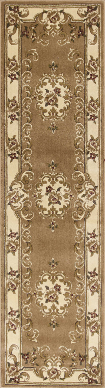 9' X 13' Beige and Ivory Area Rug