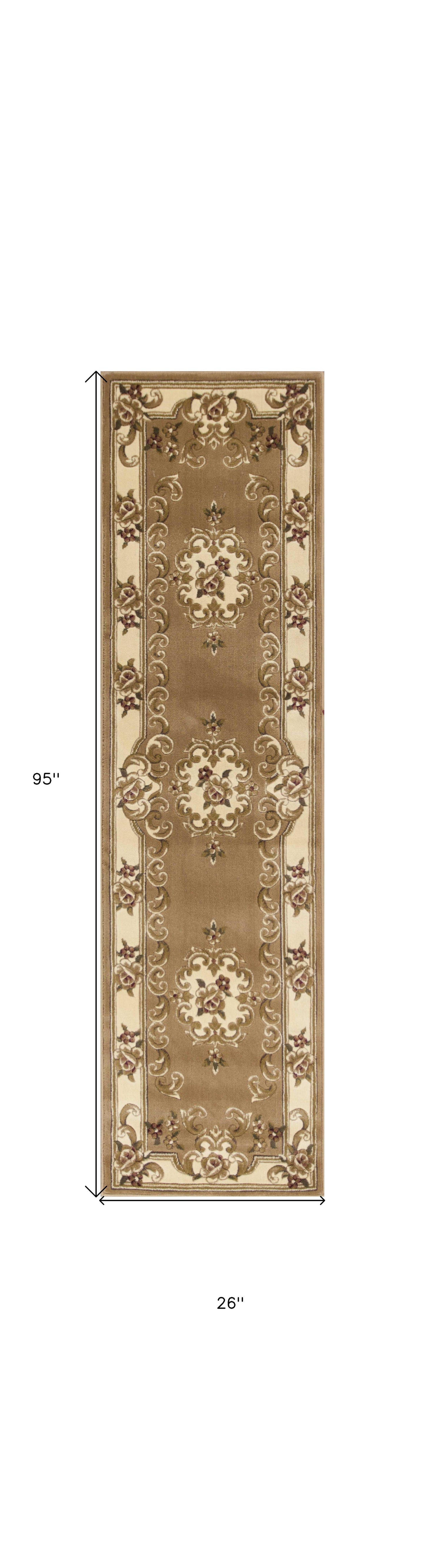 9' X 13' Beige and Ivory Area Rug