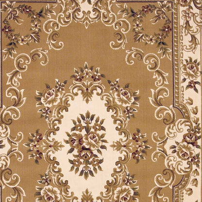 9' X 13' Beige and Ivory Area Rug