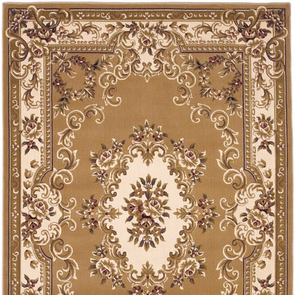 9' X 13' Beige and Ivory Area Rug