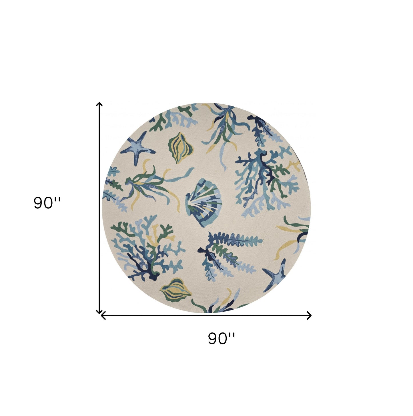 2' X 3' Ivory and Blue Seashell and Coral Hand Tufted Area Rug